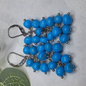 925 Genuine Sleeping Beauty Turquoise Drop Earrings.